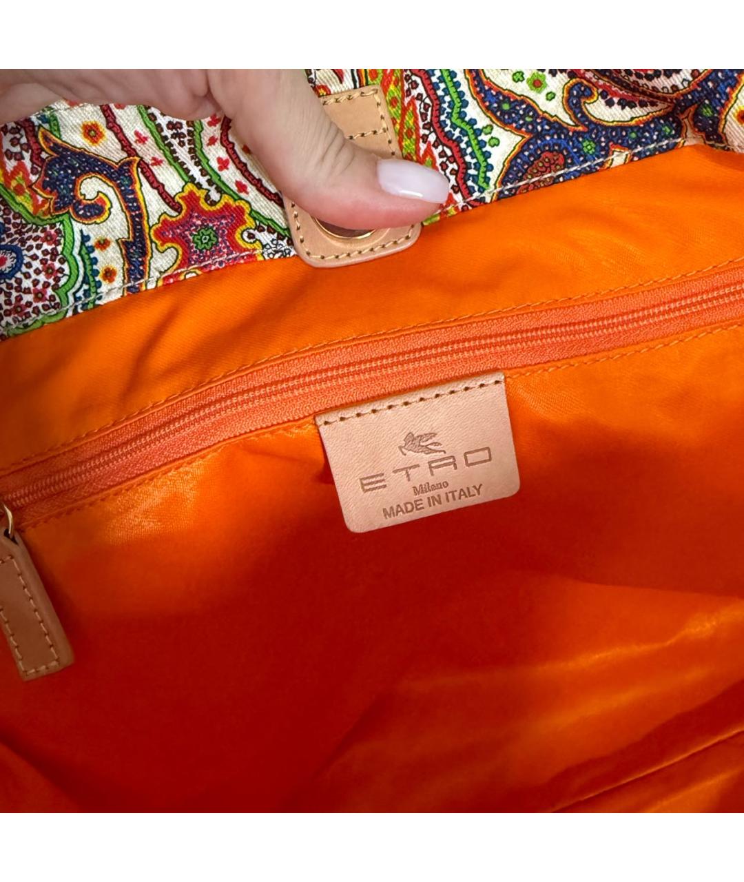 ETRO Бежевая кожаная сумка тоут, фото 7