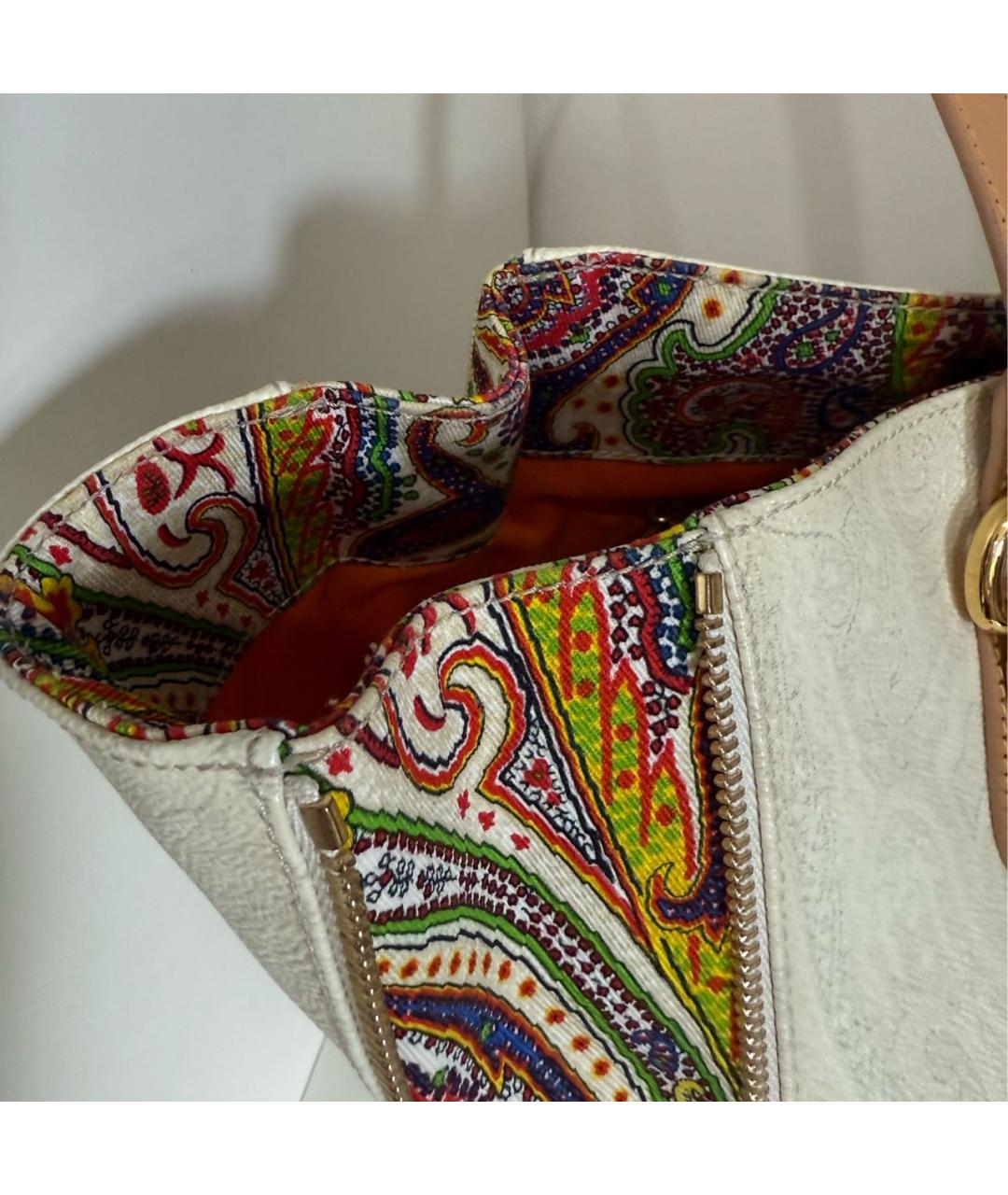 ETRO Бежевая кожаная сумка тоут, фото 5