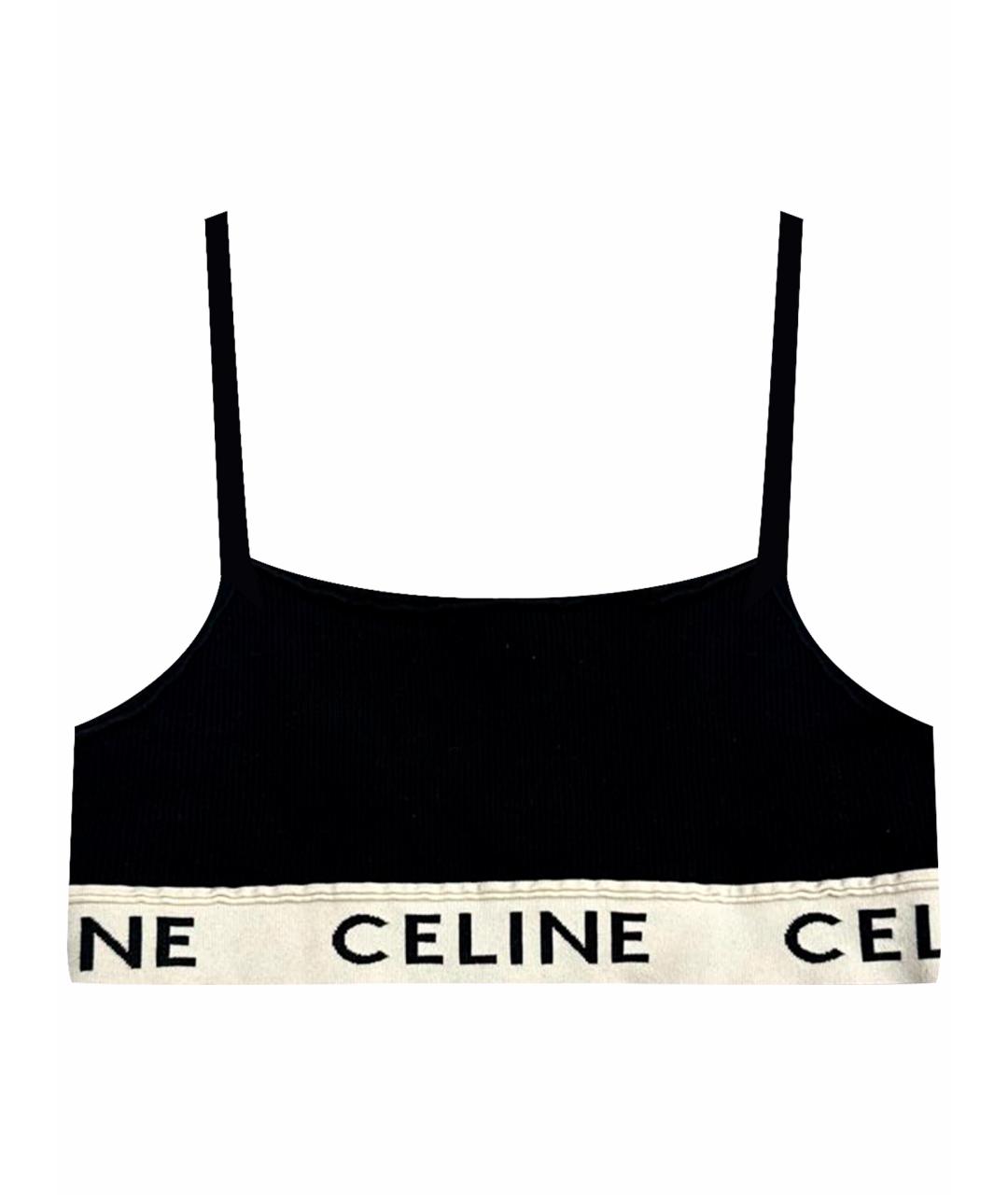 CELINE Черная хлопко-эластановая майка, фото 1