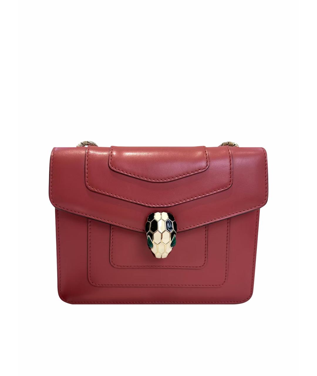 BVLGARI Красная кожаная сумка через плечо, фото 1