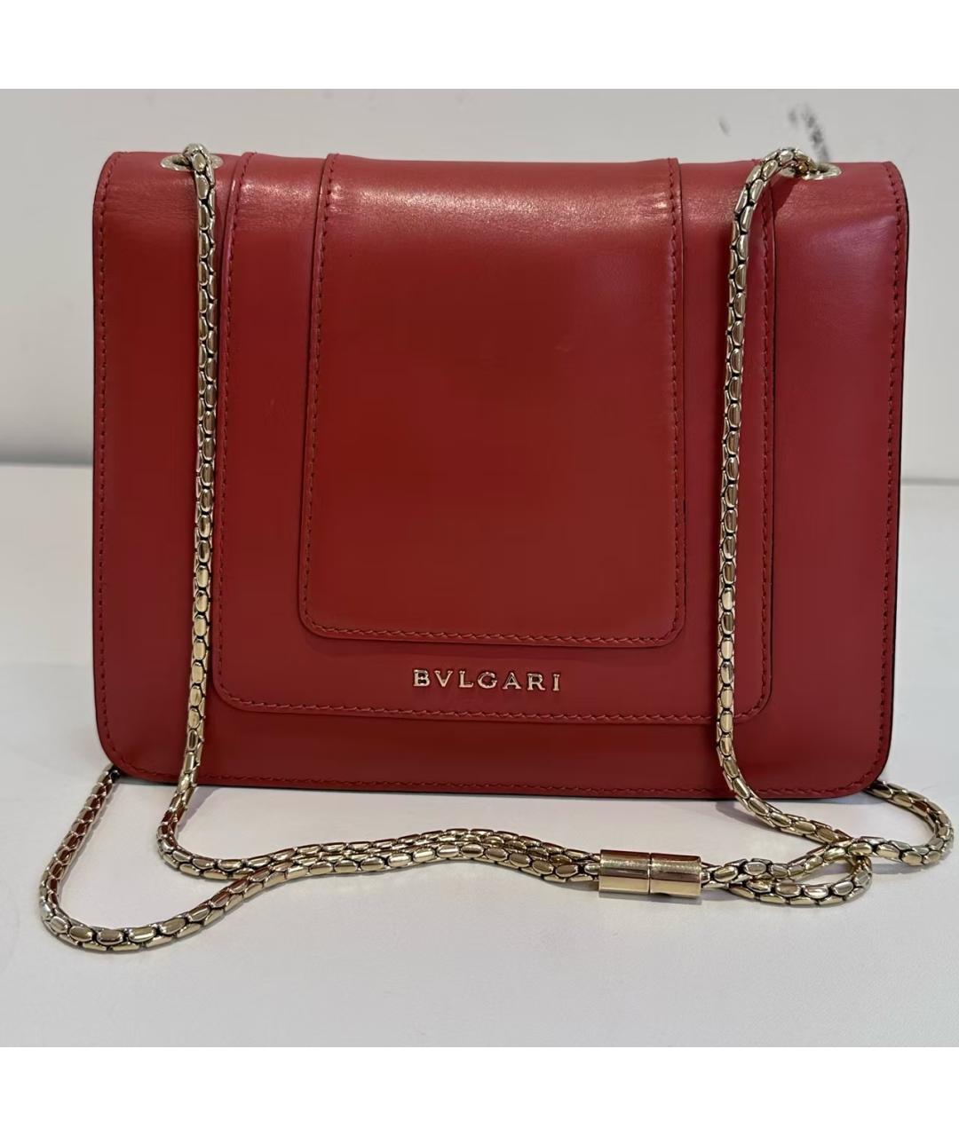 BVLGARI Красная кожаная сумка через плечо, фото 4