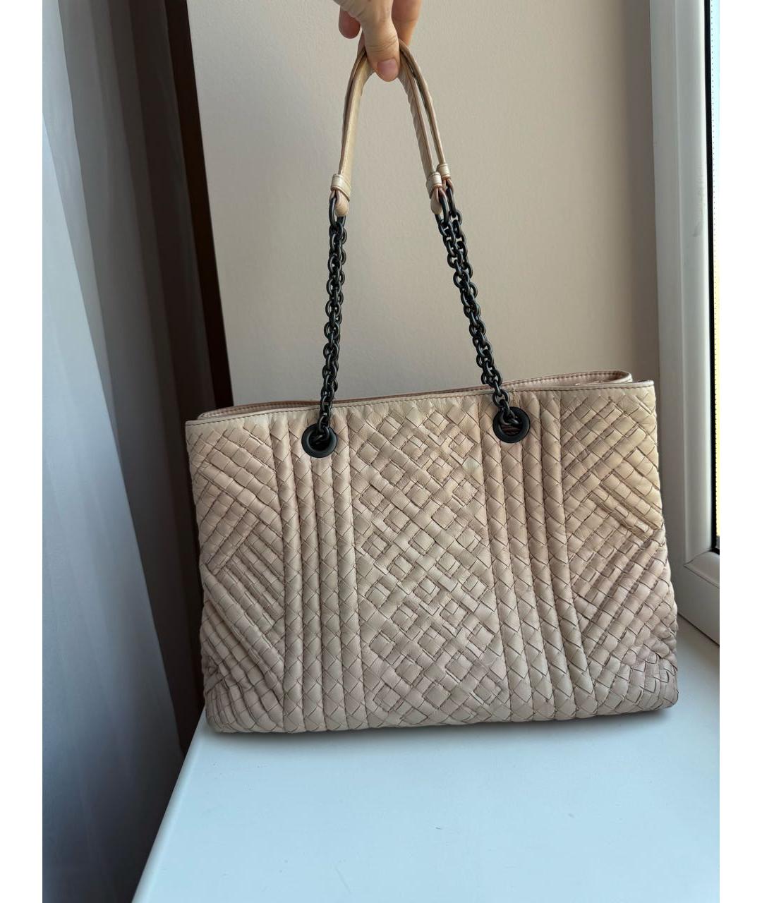 BOTTEGA VENETA Розовая кожаная сумка тоут, фото 3