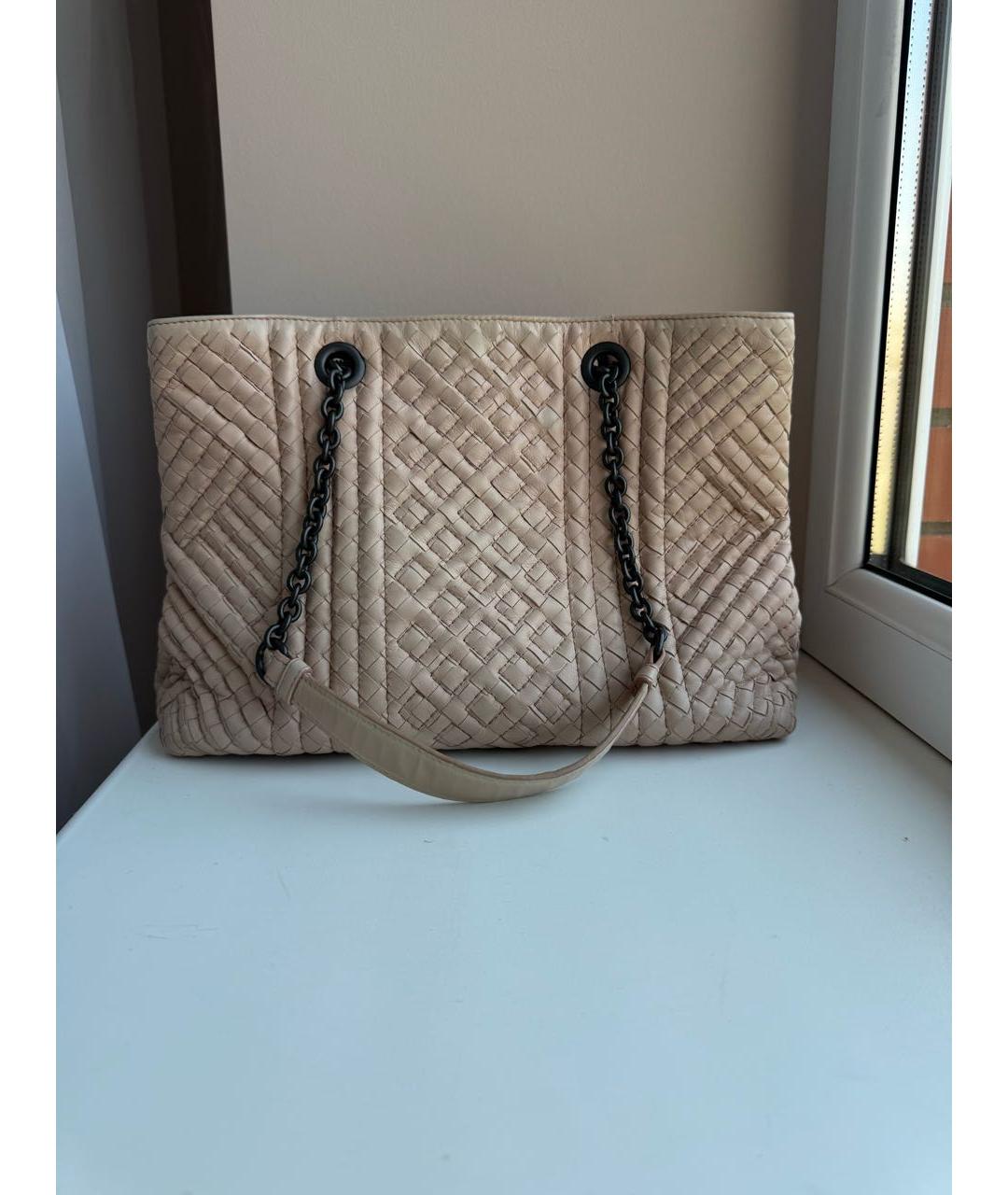 BOTTEGA VENETA Розовая кожаная сумка тоут, фото 9