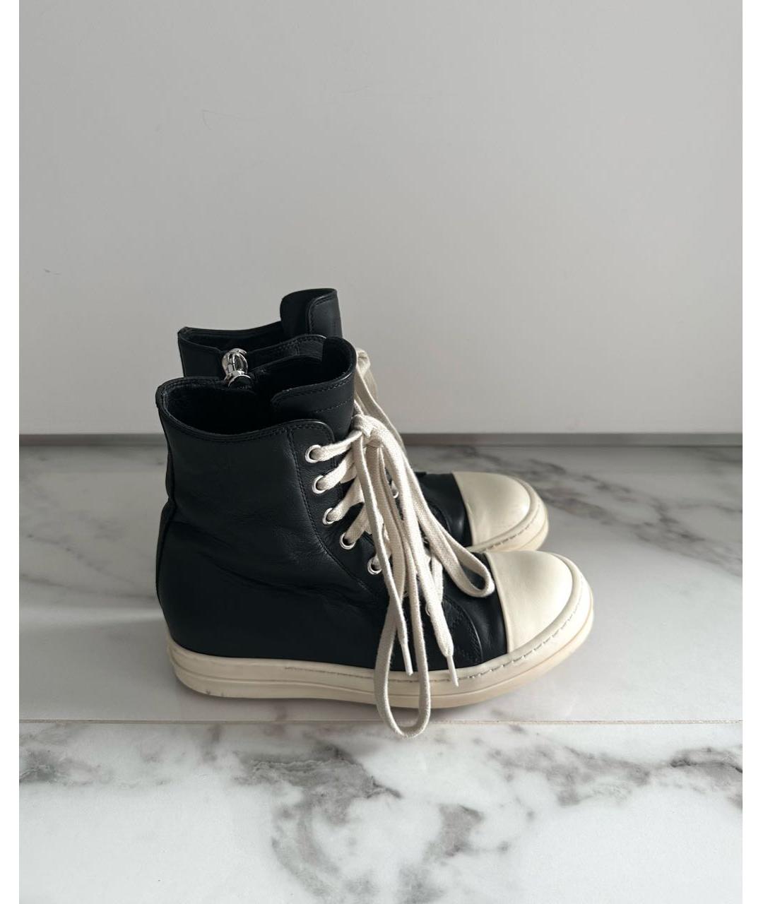 RICK OWENS Черные кожаные кеды, фото 9