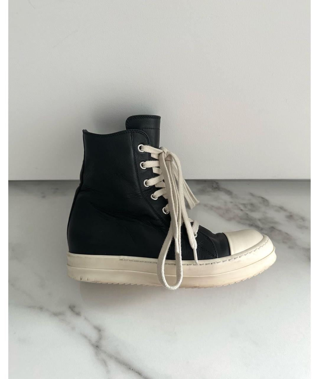 RICK OWENS Черные кожаные кеды, фото 5