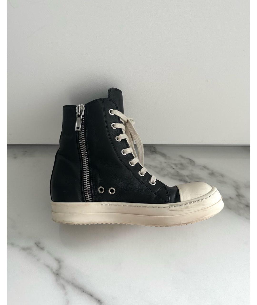 RICK OWENS Черные кожаные кеды, фото 8