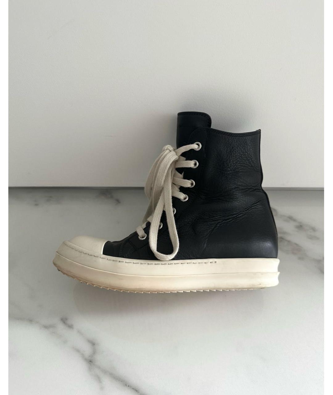 RICK OWENS Черные кожаные кеды, фото 7