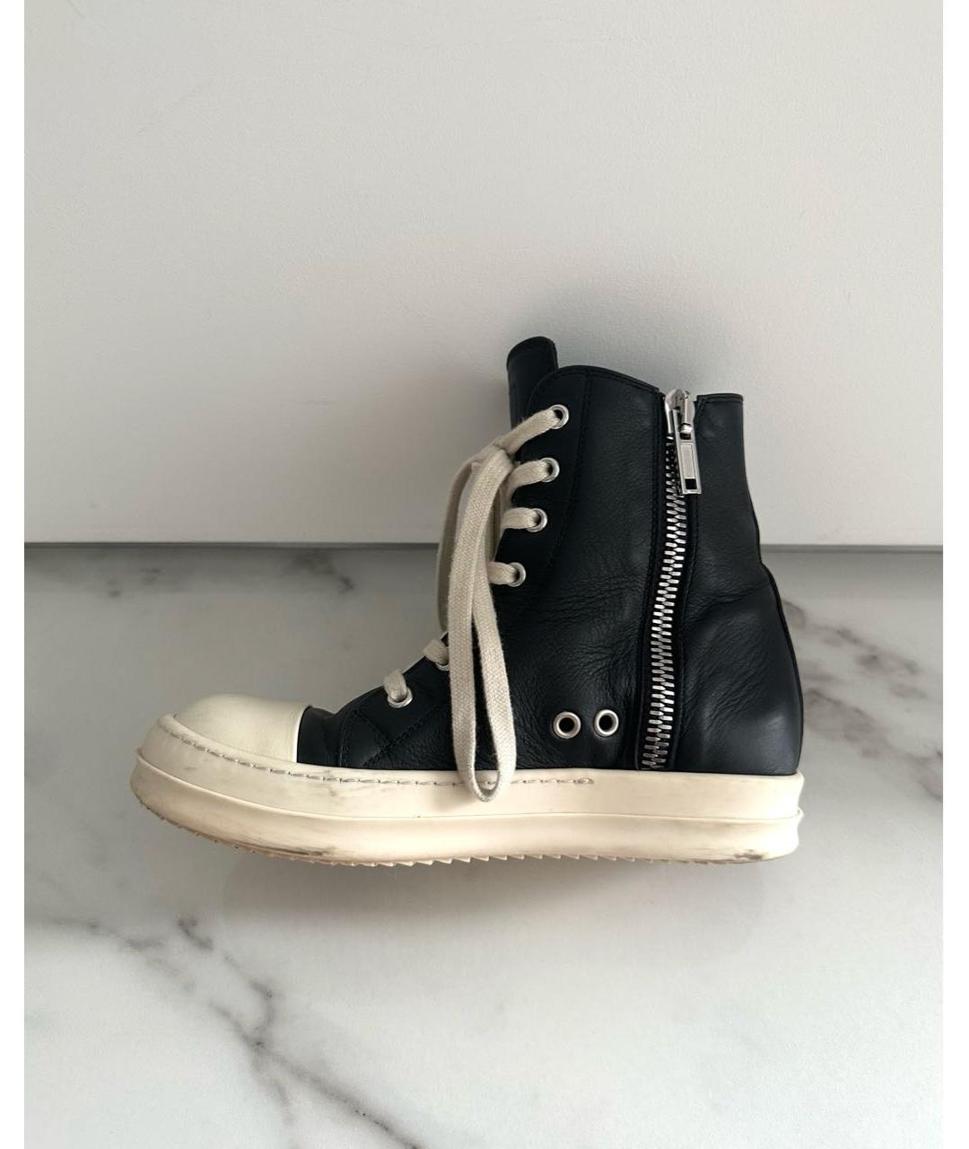 RICK OWENS Черные кожаные кеды, фото 6