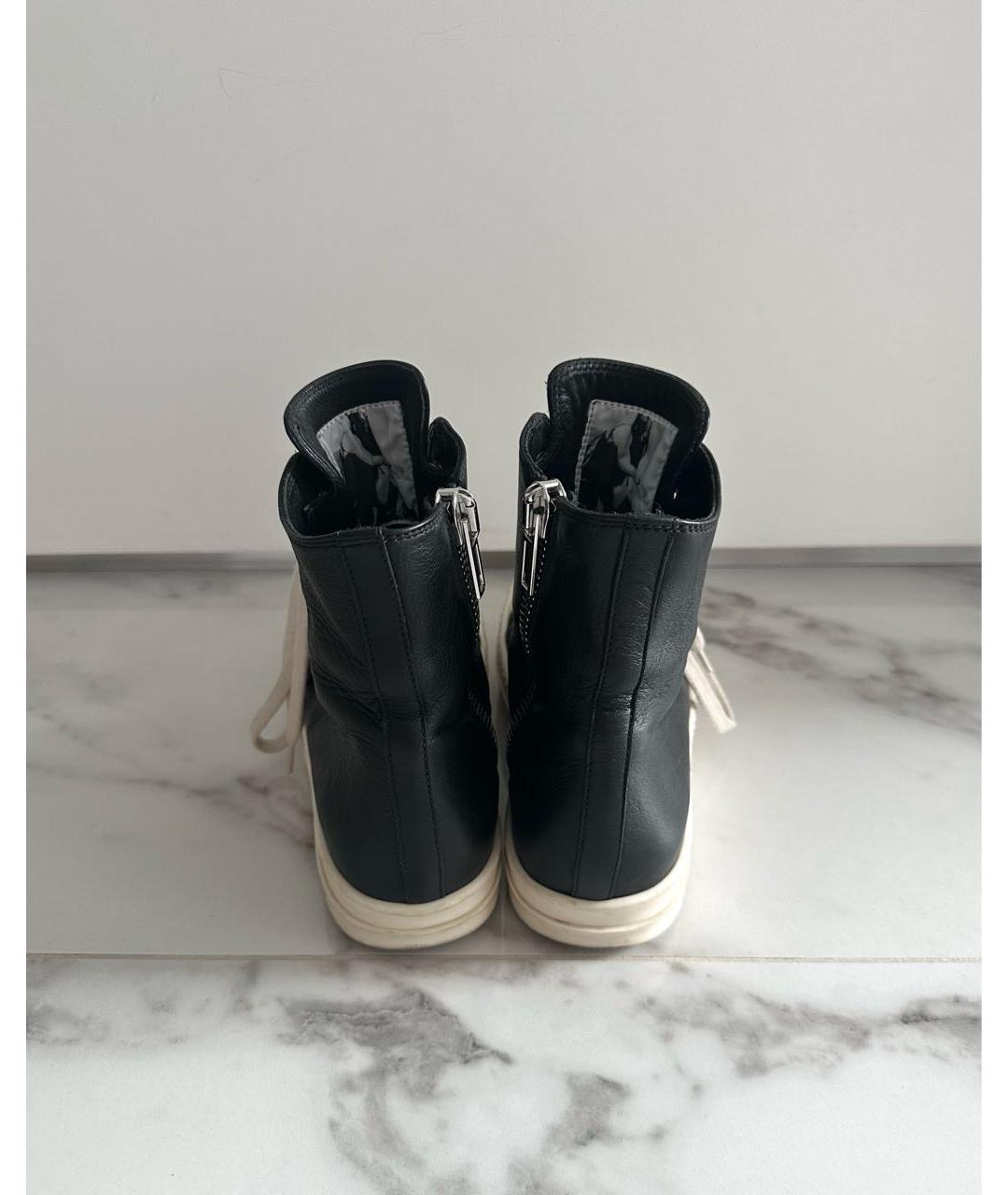 RICK OWENS Черные кожаные кеды, фото 4