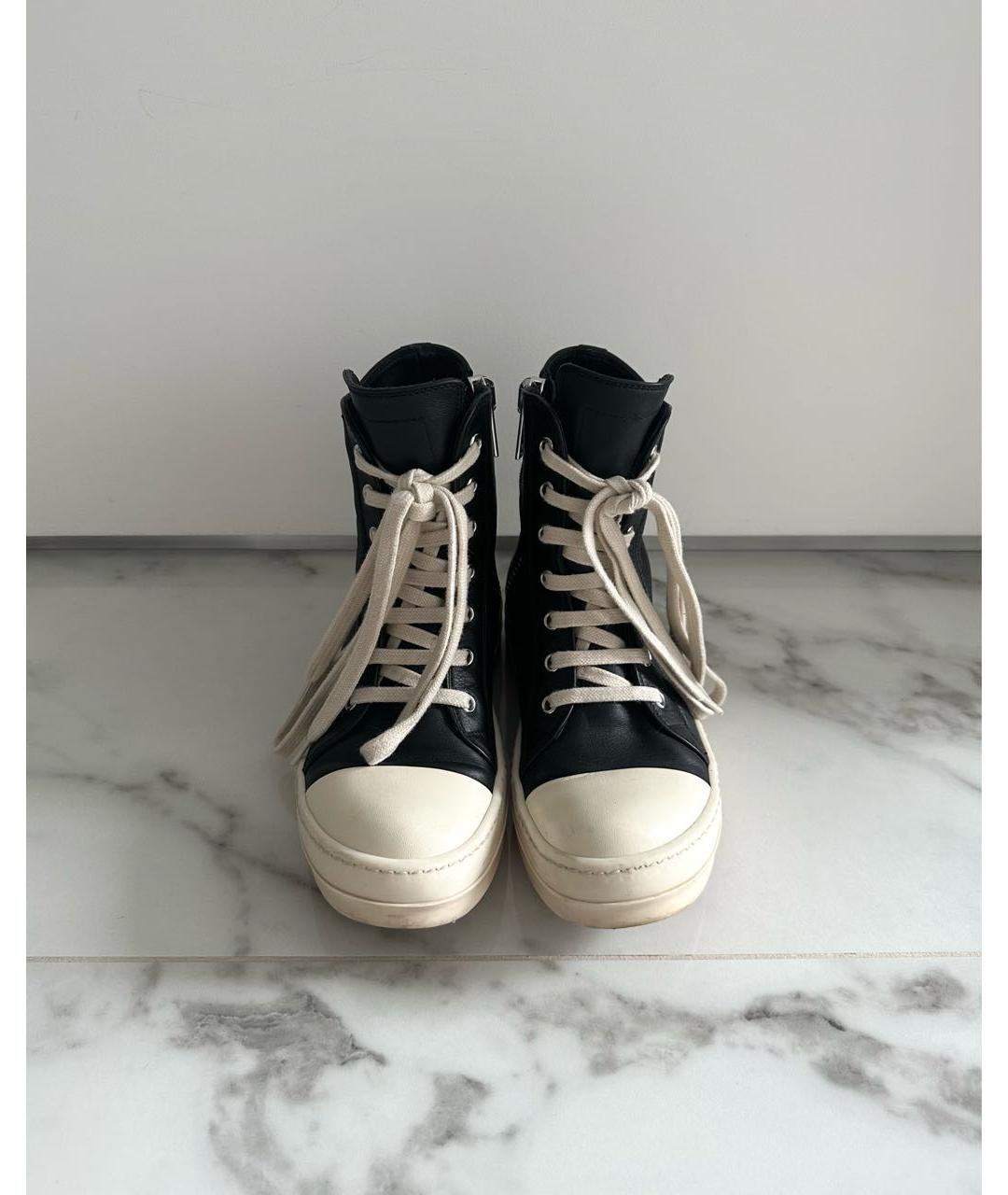 RICK OWENS Черные кожаные кеды, фото 3