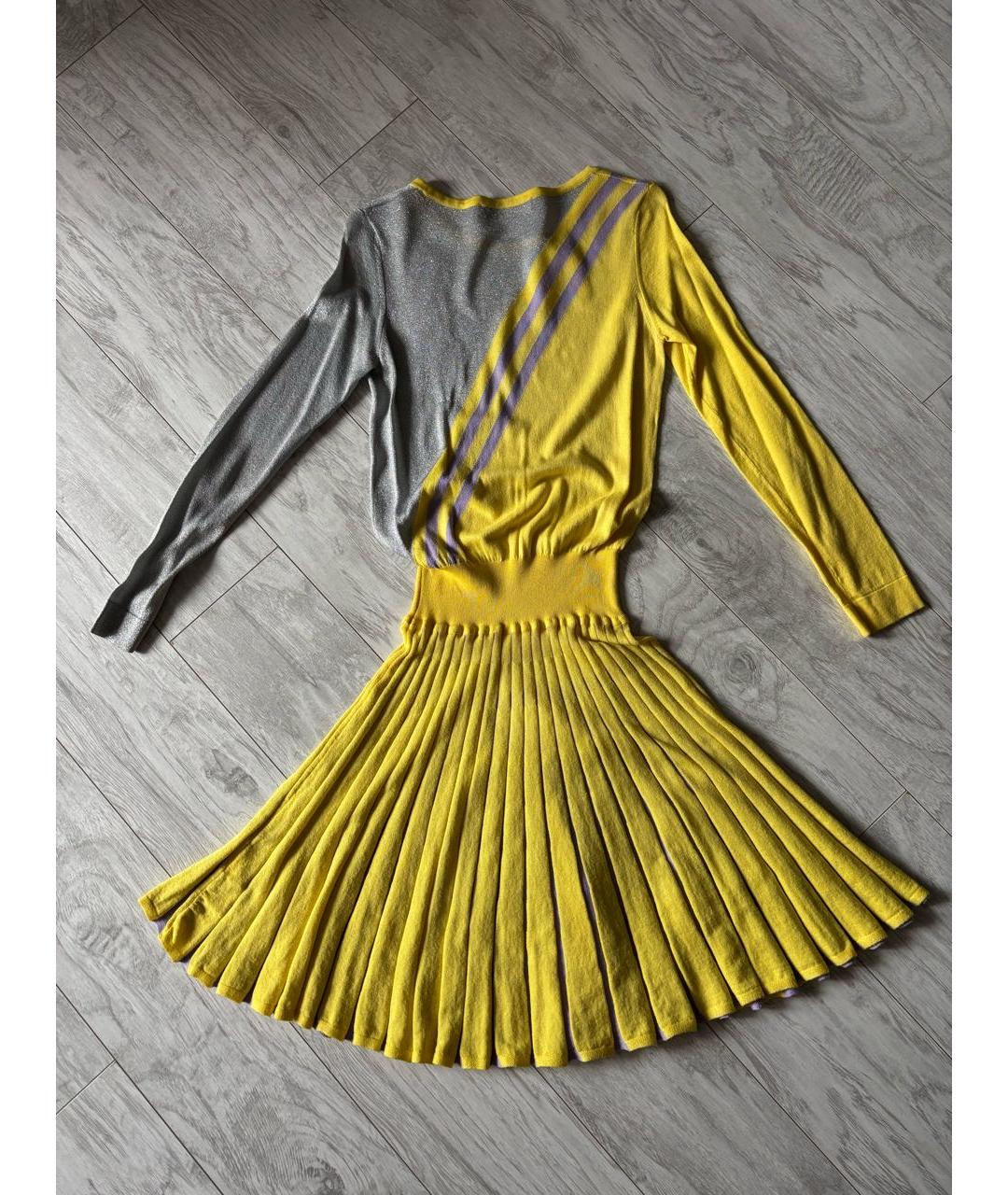 LOVE MOSCHINO Желтое хлопковое повседневное платье, фото 2