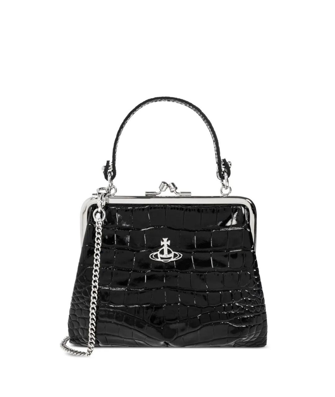 VIVIENNE WESTWOOD Черная кожаная сумка с короткими ручками, фото 1