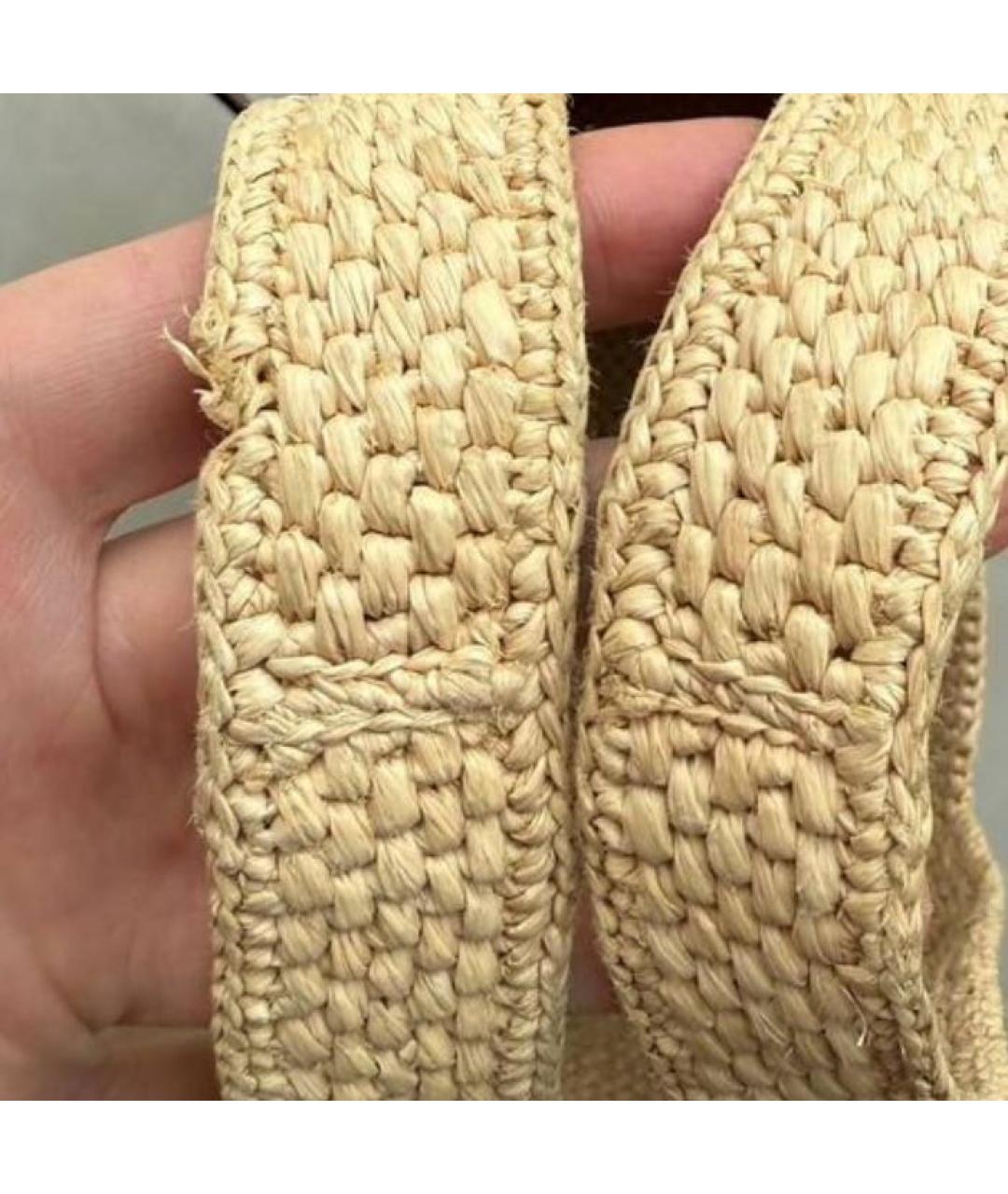 LOEWE Бежевая пелетеная пляжная сумка, фото 5