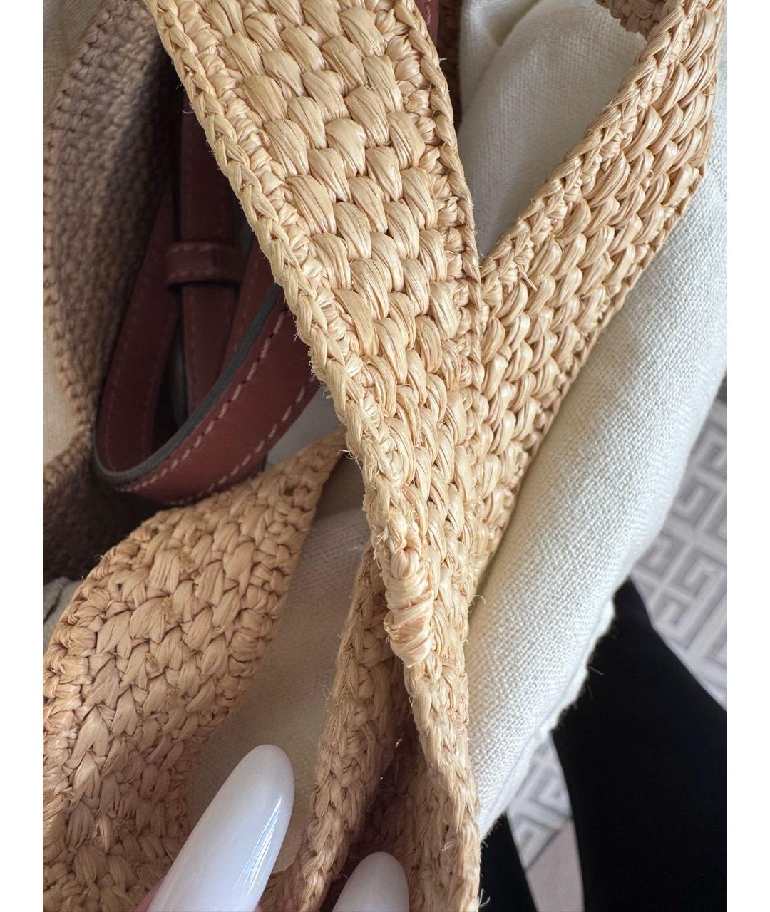 LOEWE Бежевая пелетеная пляжная сумка, фото 5