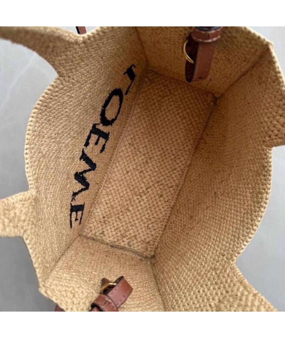 LOEWE Бежевая пелетеная пляжная сумка, фото 6