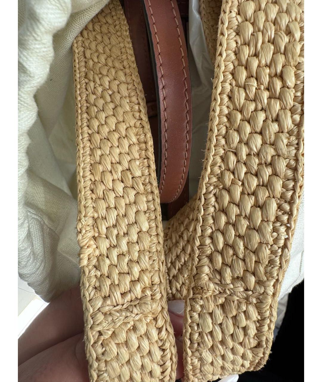 LOEWE Бежевая пелетеная пляжная сумка, фото 6