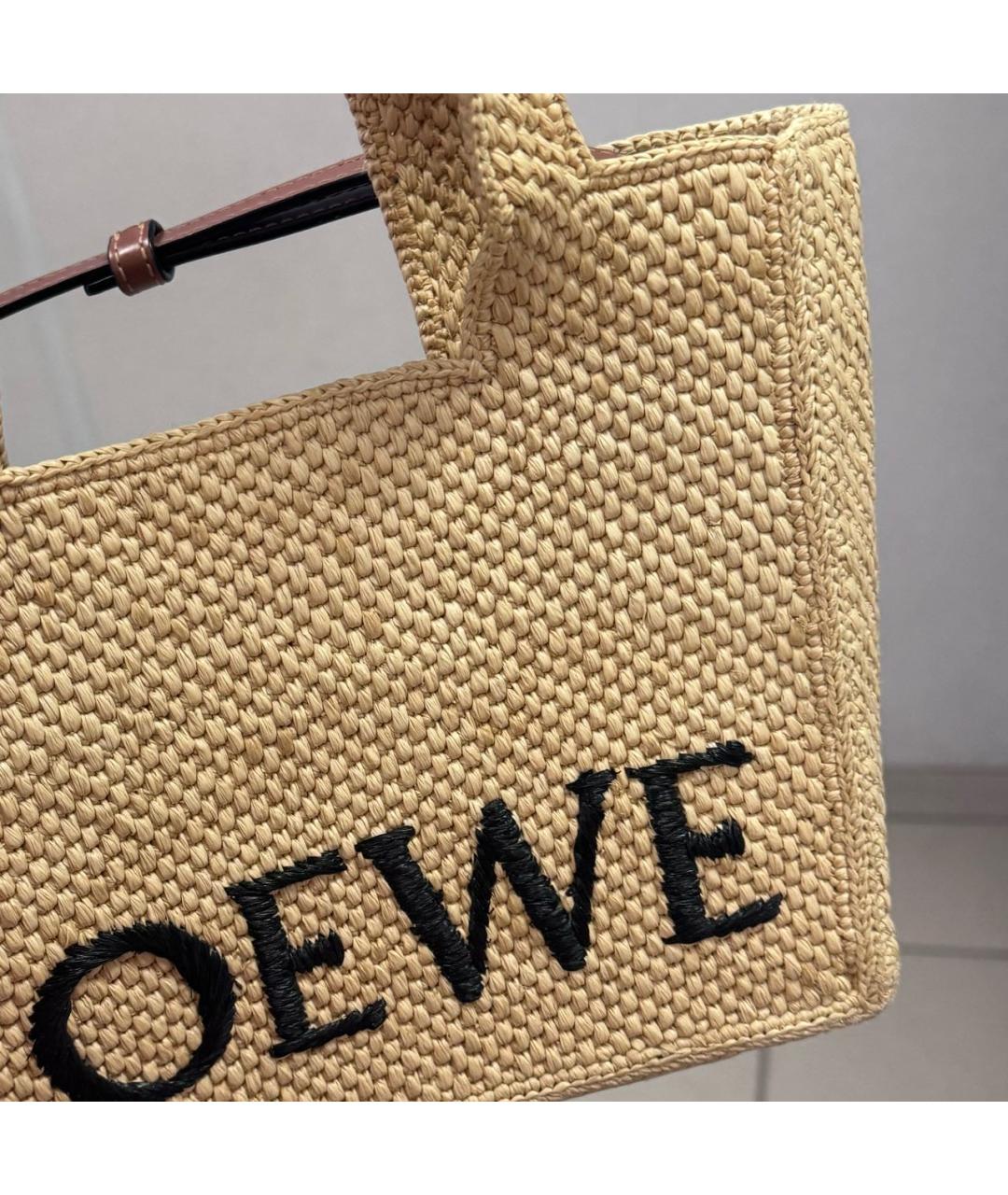 LOEWE Бежевая пелетеная пляжная сумка, фото 3