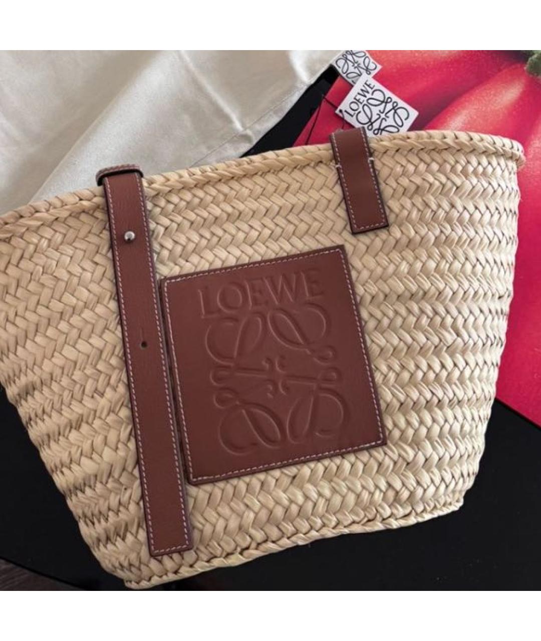 LOEWE Бежевая пляжная сумка, фото 3