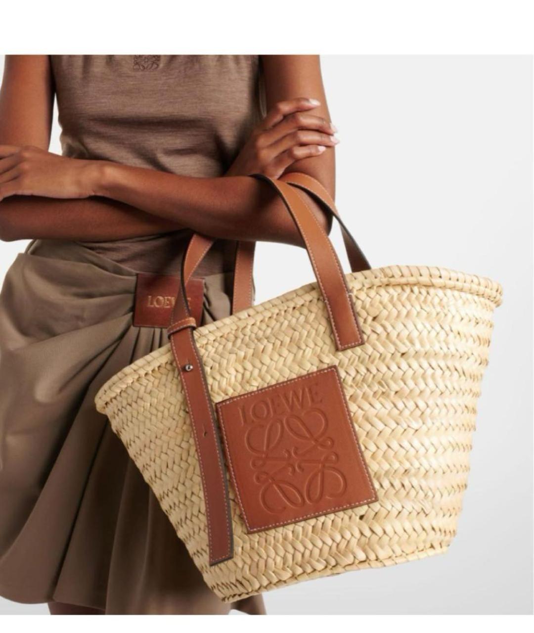LOEWE Бежевая пляжная сумка, фото 4