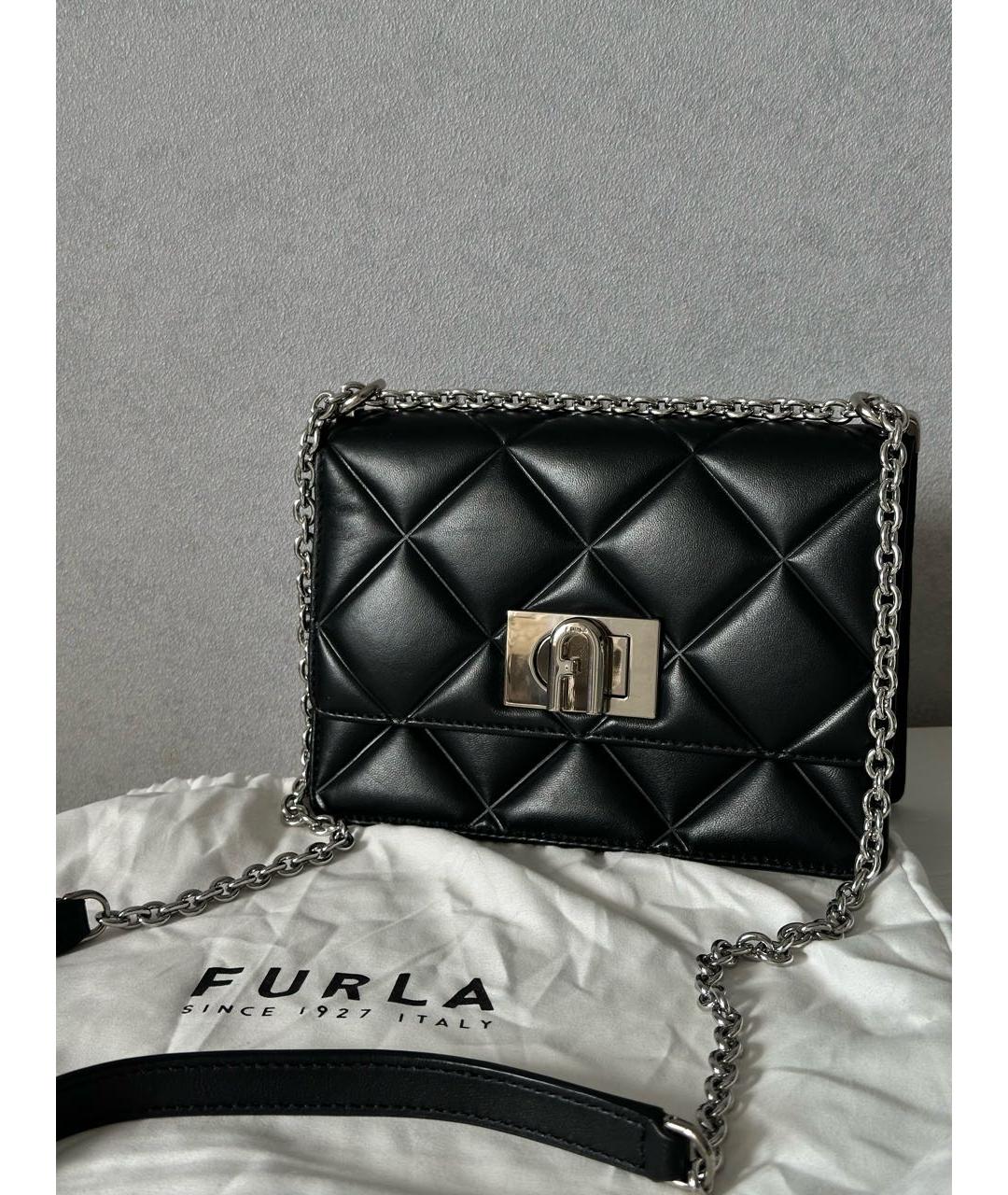 FURLA Черная кожаная сумка через плечо, фото 8