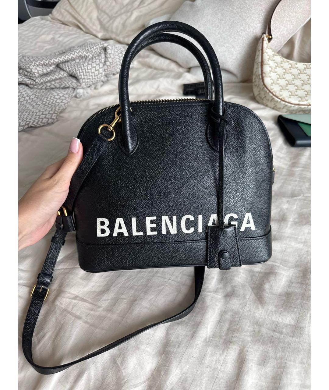 BALENCIAGA Черная кожаная сумка с короткими ручками, фото 2