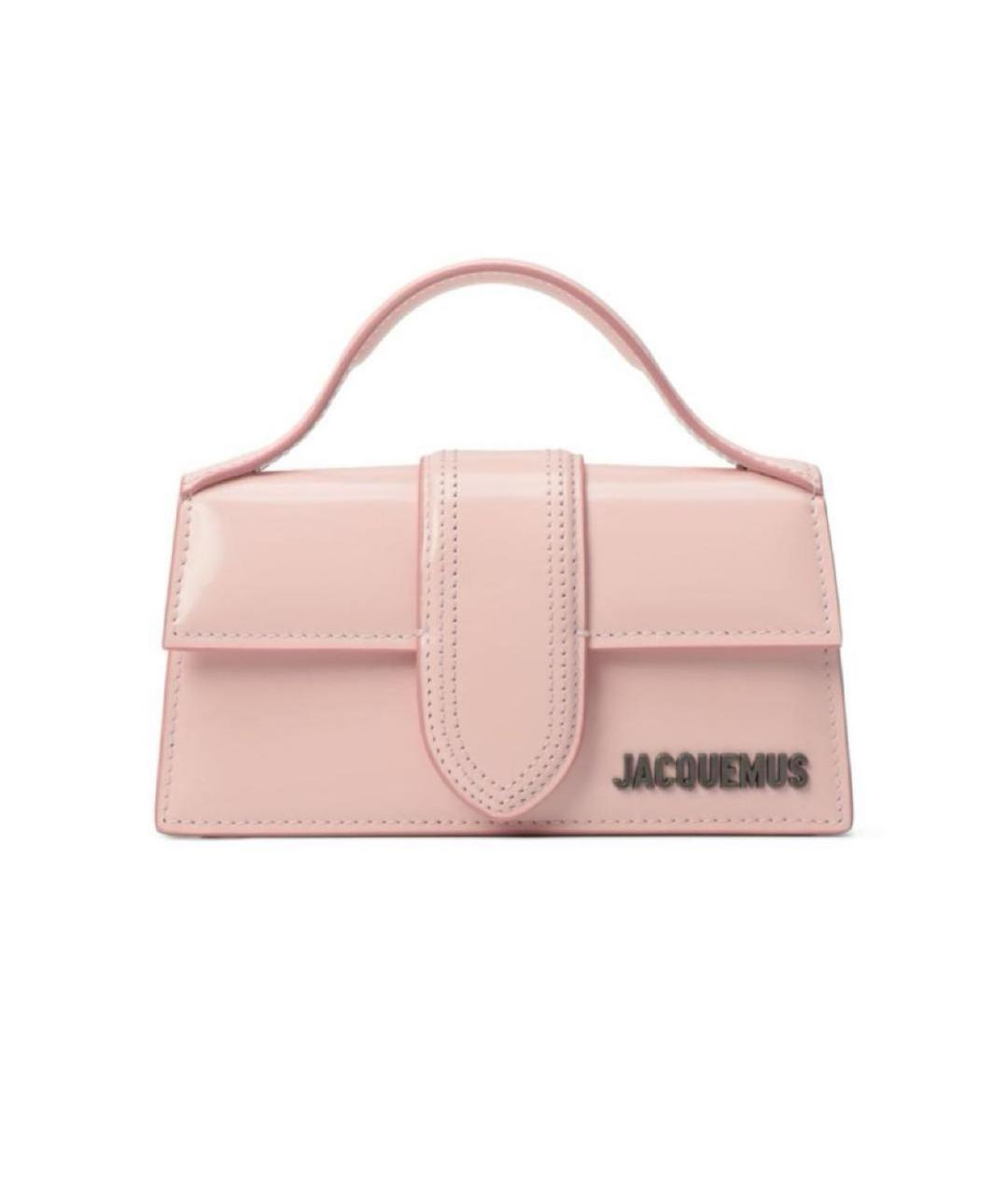 JACQUEMUS Розовая кожаная сумка с короткими ручками, фото 1