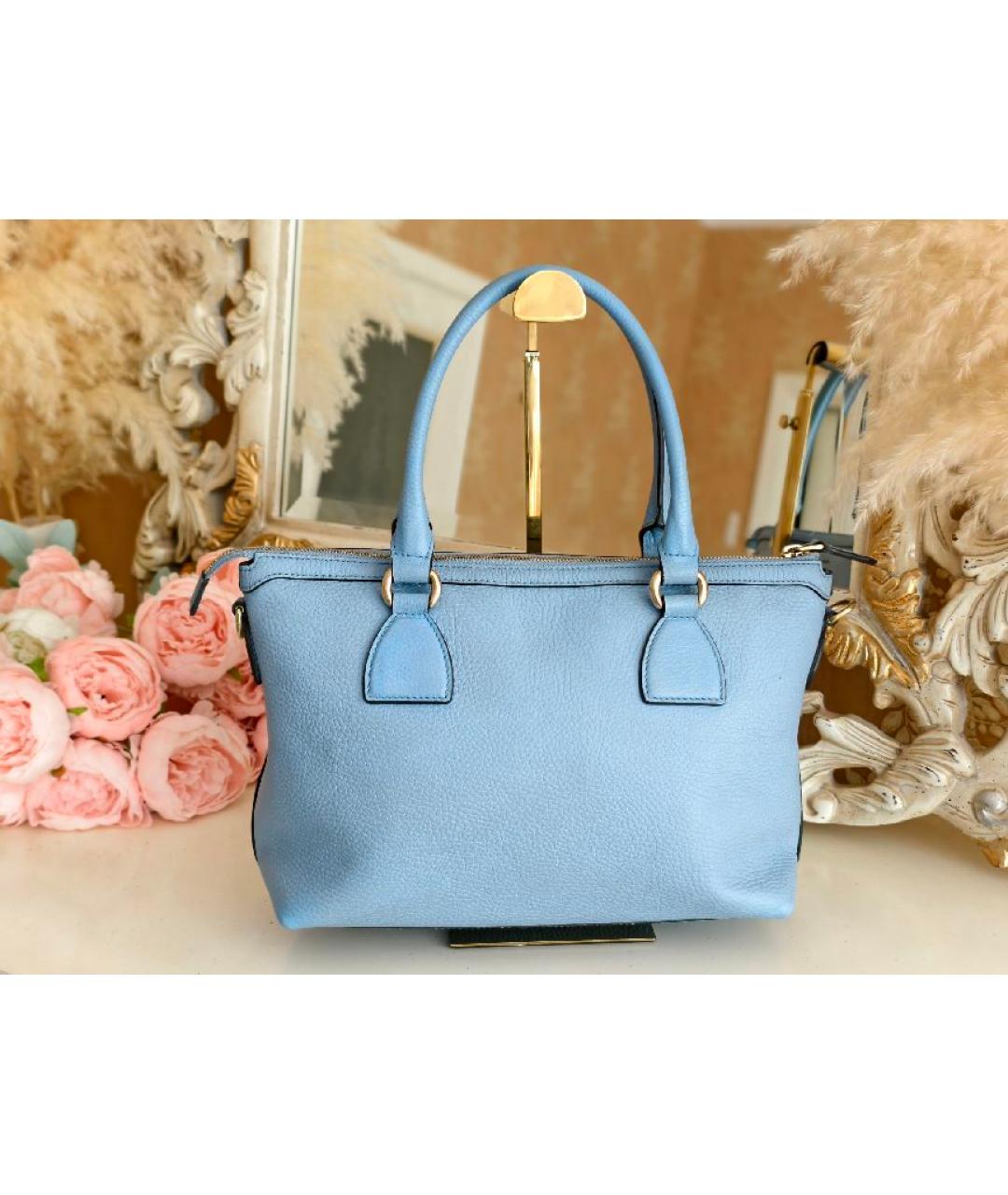 GUCCI Голубая кожаная сумка тоут, фото 3