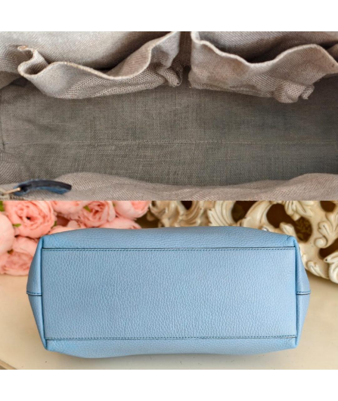 GUCCI Голубая кожаная сумка тоут, фото 6