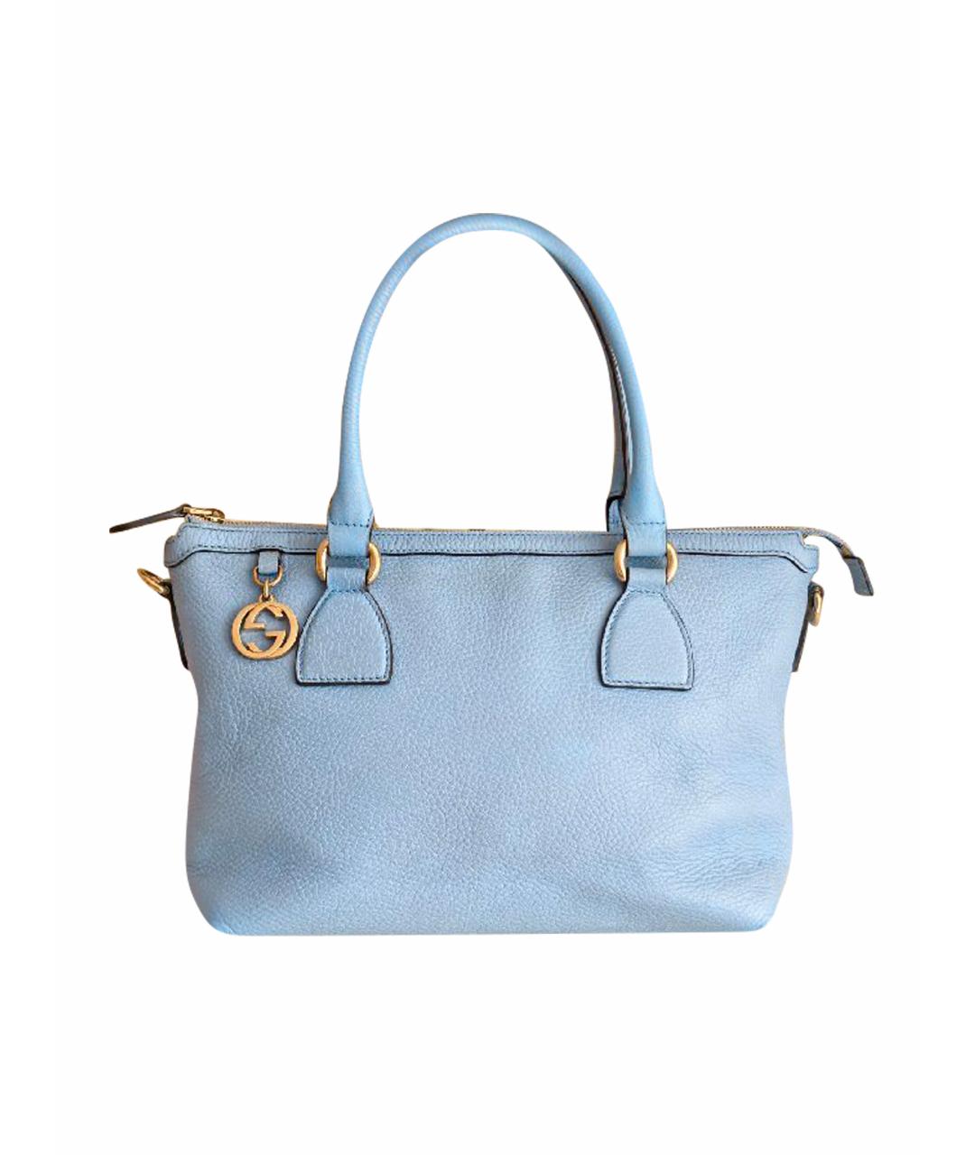 GUCCI Голубая кожаная сумка тоут, фото 1