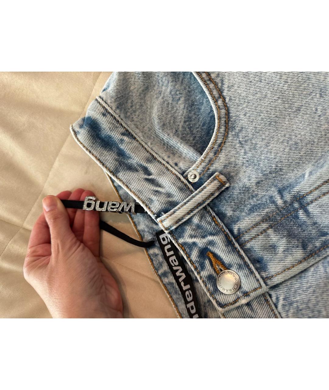 ALEXANDER WANG Голубые хлопковые прямые джинсы, фото 5