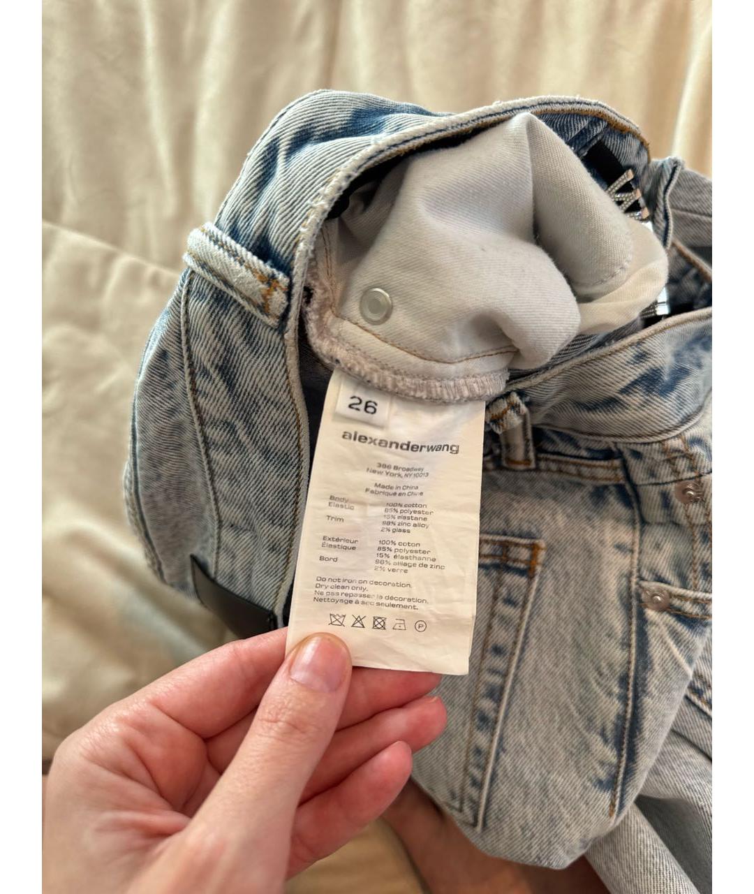 ALEXANDER WANG Голубые хлопковые прямые джинсы, фото 6