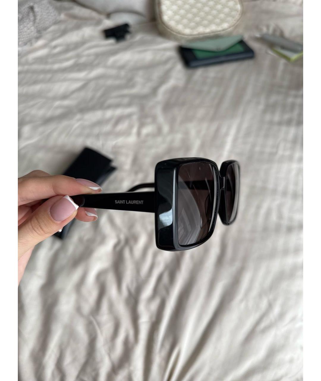 SAINT LAURENT Черные пластиковые солнцезащитные очки, фото 3