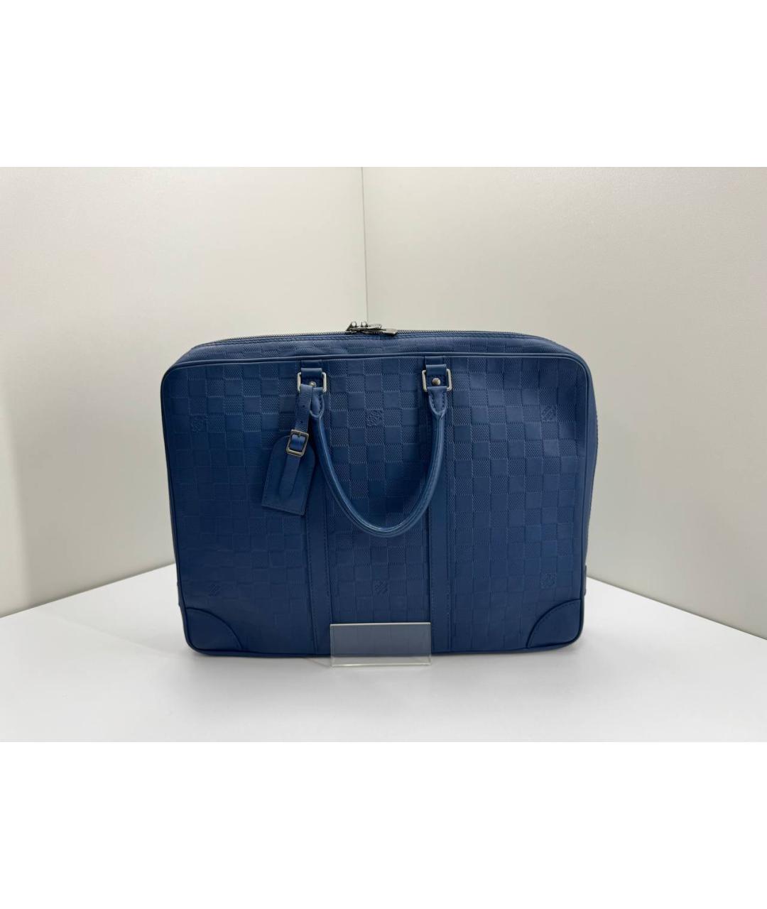 LOUIS VUITTON Синий кожаный портфель, фото 9