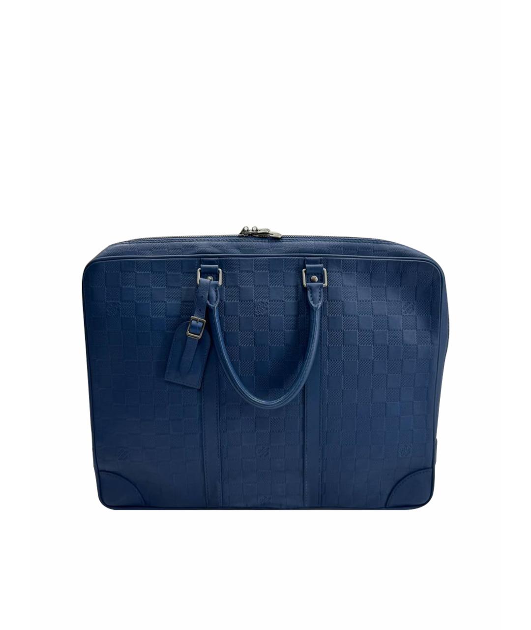 LOUIS VUITTON Синий кожаный портфель, фото 1