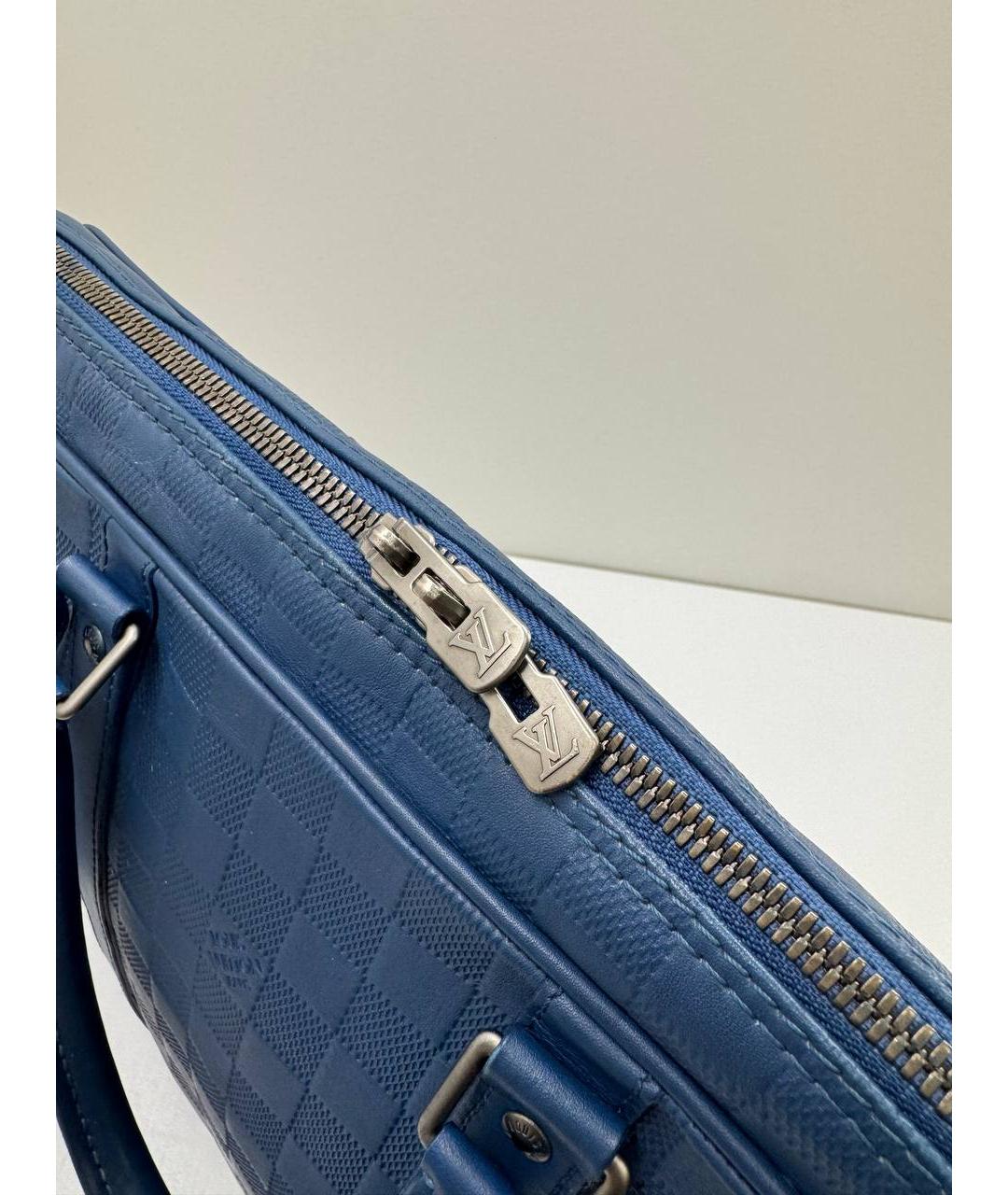 LOUIS VUITTON Синий кожаный портфель, фото 7