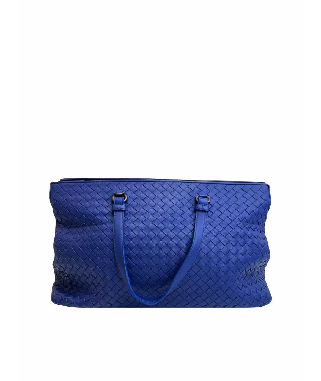 BOTTEGA VENETA Голубая кожаная сумка тоут, фото 1
