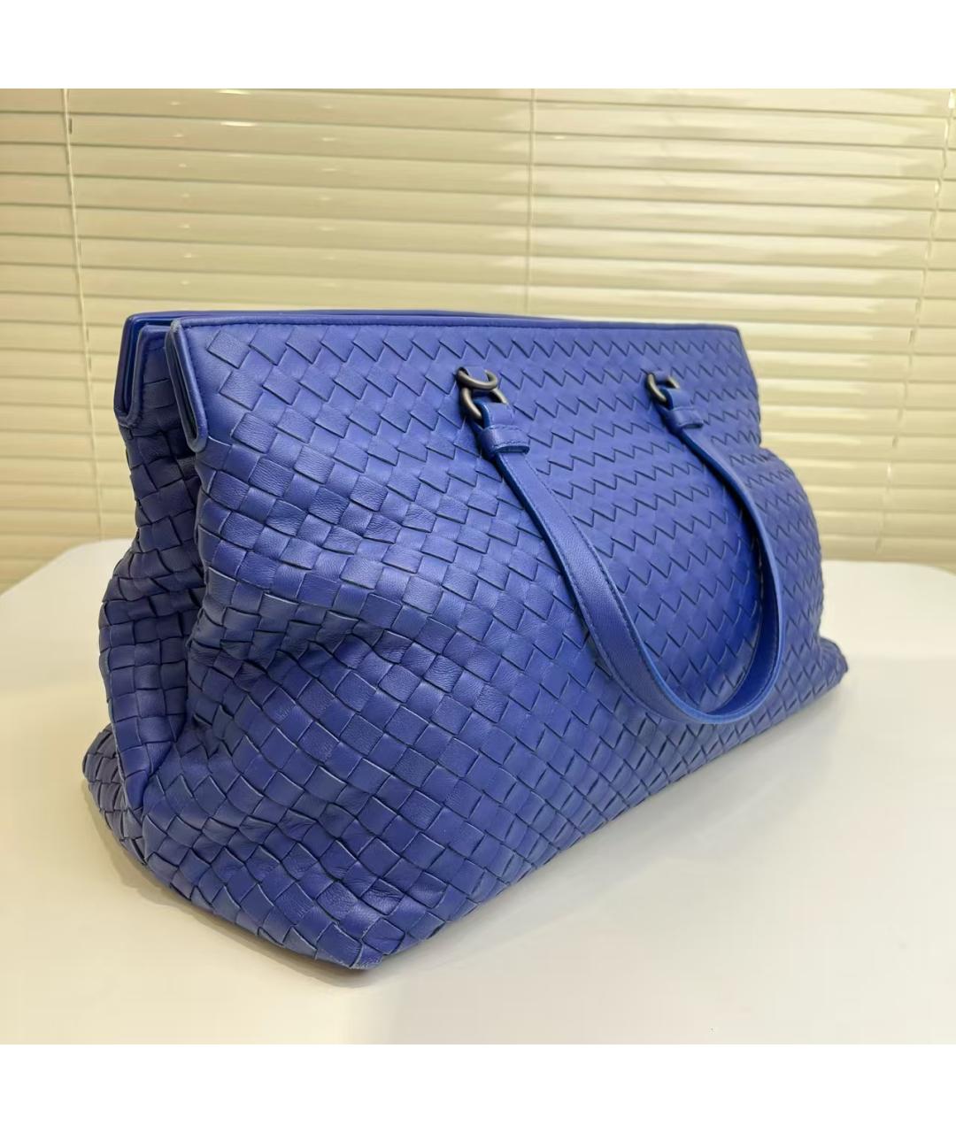 BOTTEGA VENETA Голубая кожаная сумка тоут, фото 4