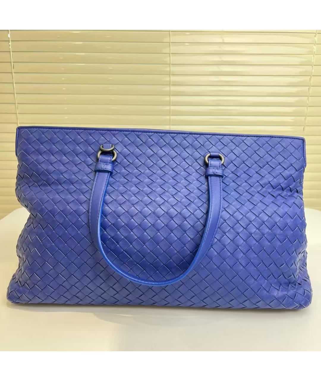 BOTTEGA VENETA Голубая кожаная сумка тоут, фото 3