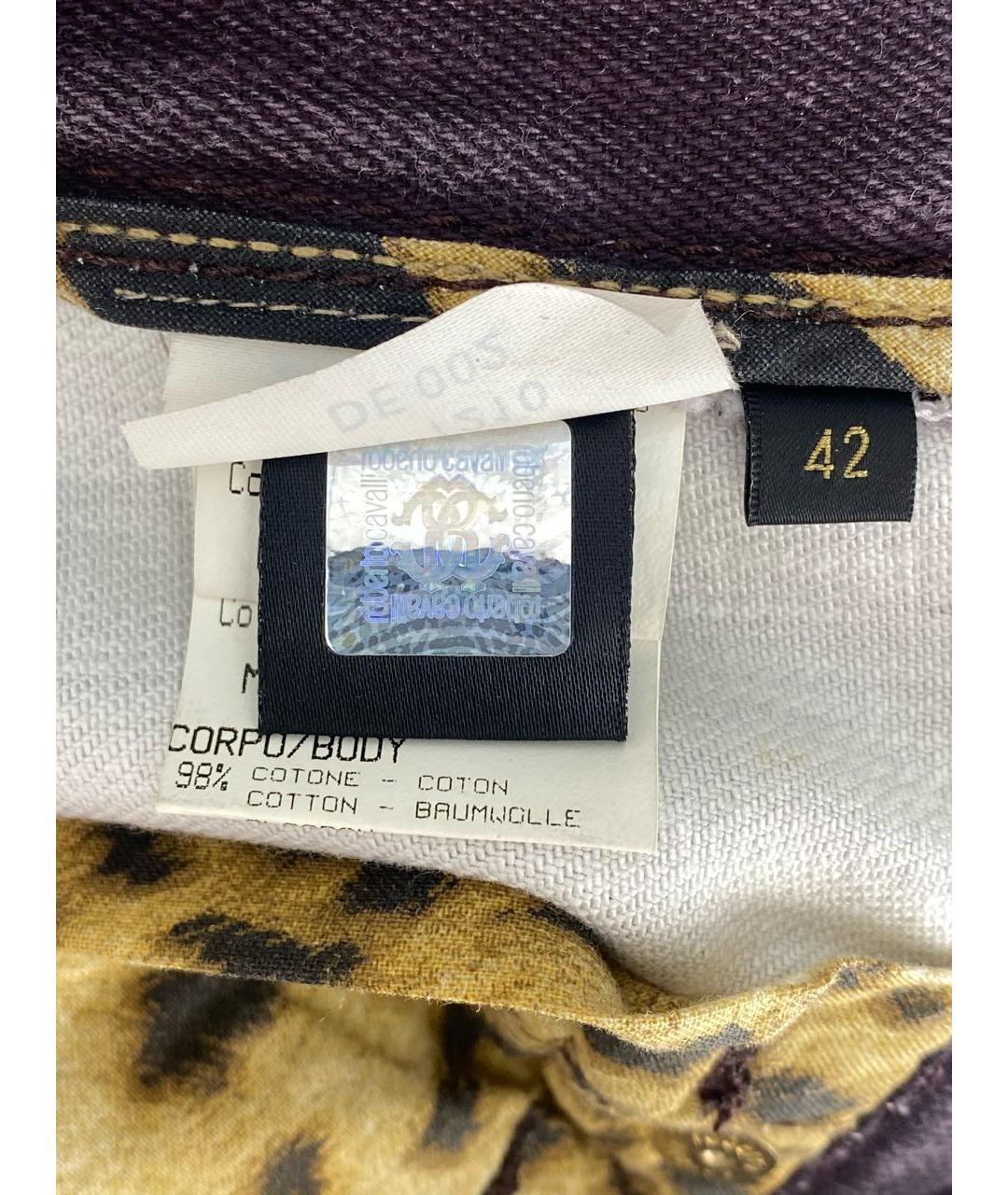 ROBERTO CAVALLI Бордовые хлопко-полиэстеровые джинсы клеш, фото 8