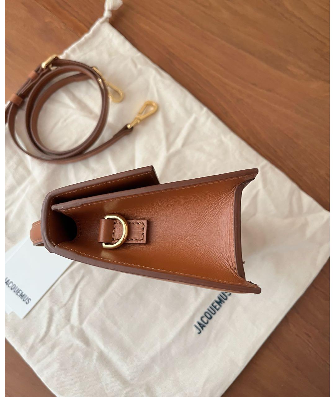 JACQUEMUS Коричневая кожаная сумка с короткими ручками, фото 6