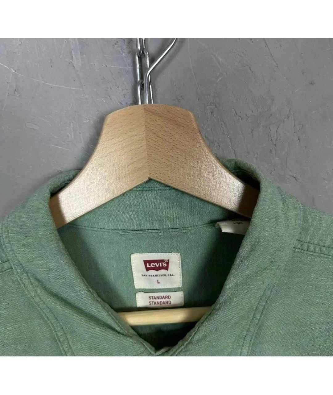 LEVI'S Зеленая льняная кэжуал рубашка, фото 4