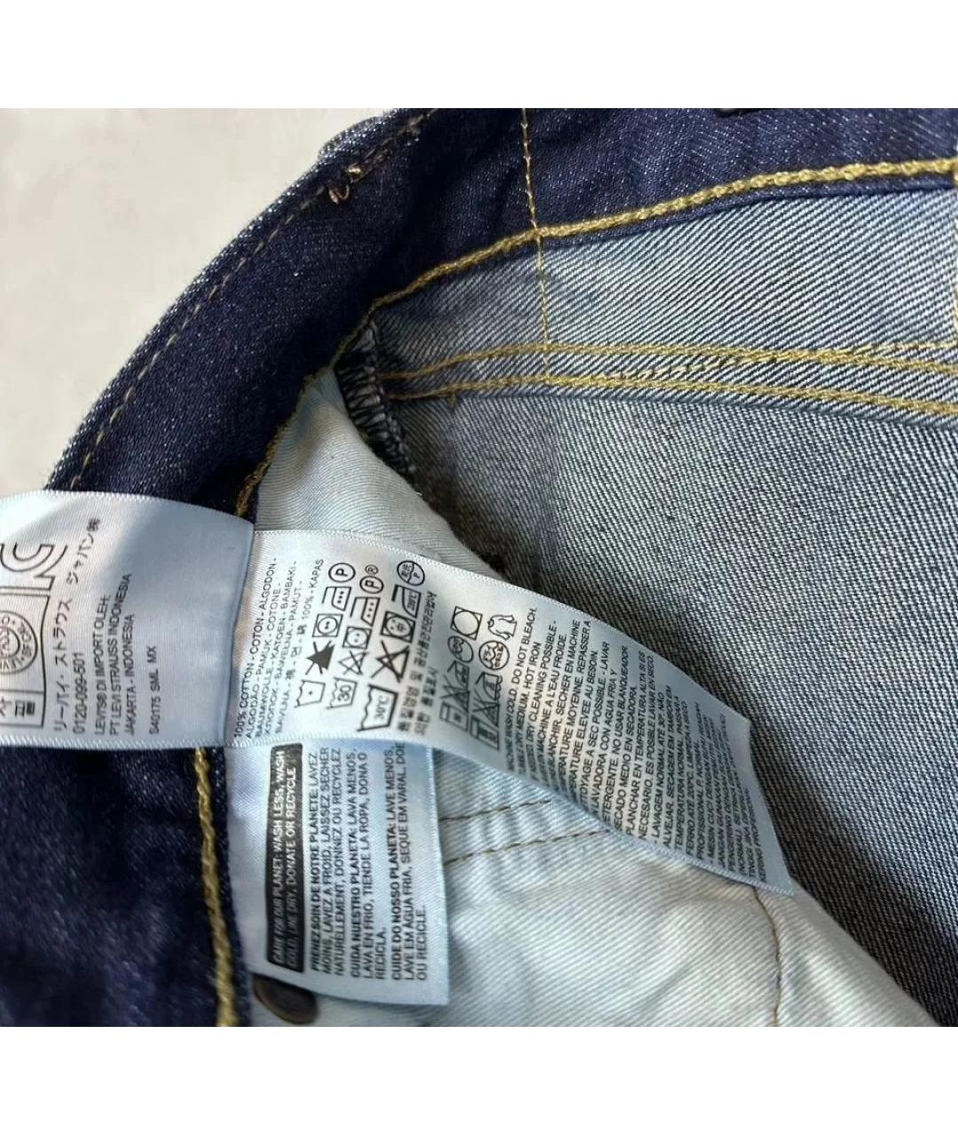 LEVI'S Темно-синие хлопковые прямые джинсы, фото 9