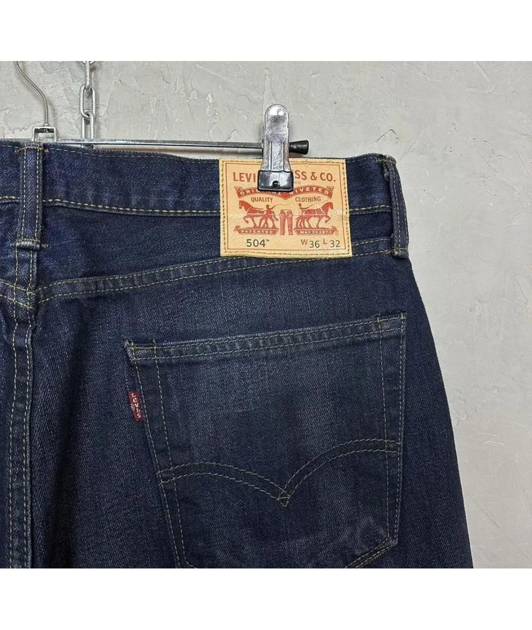 LEVI'S Темно-синие хлопковые прямые джинсы, фото 4