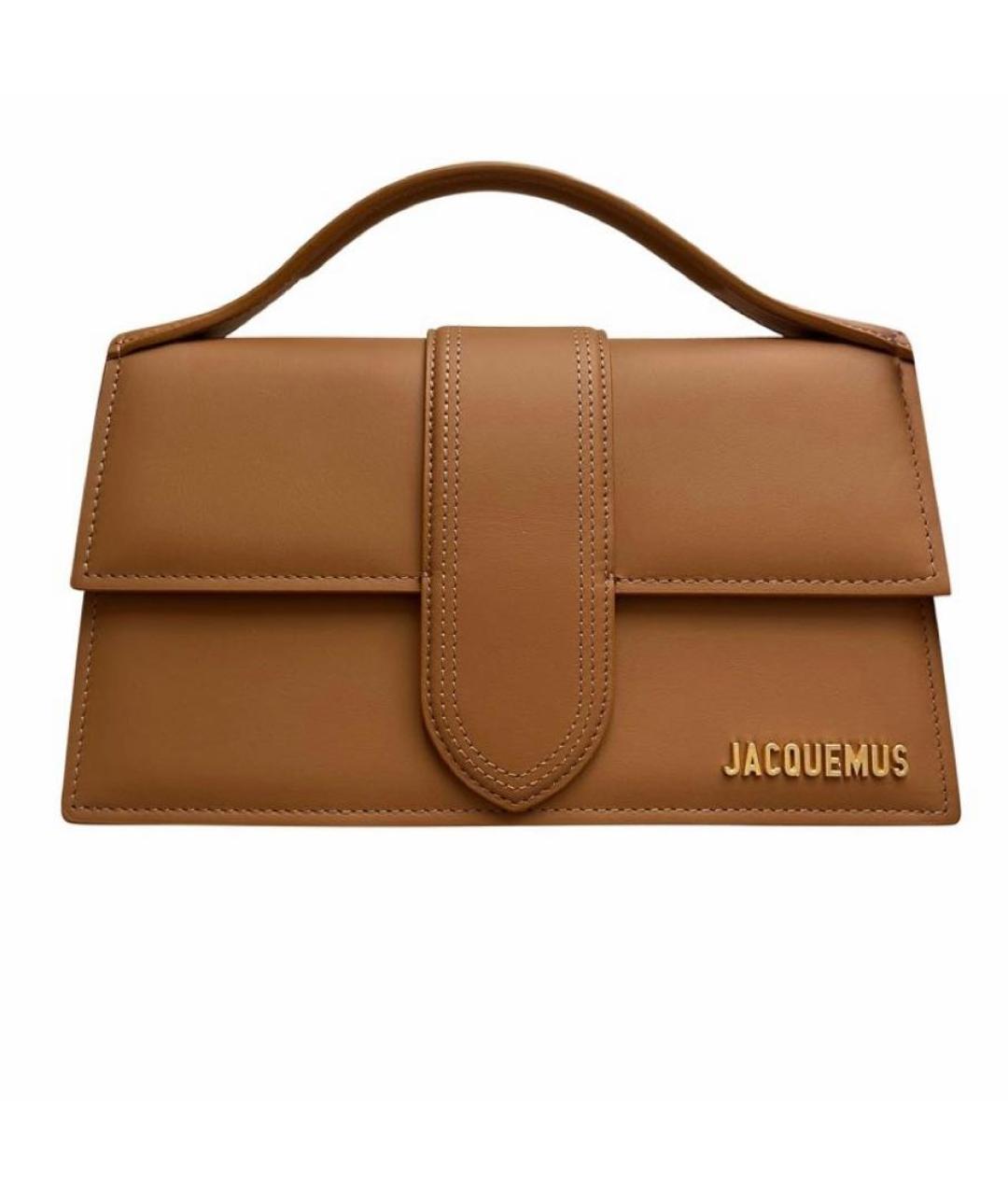 JACQUEMUS Коричневая кожаная сумка с короткими ручками, фото 1