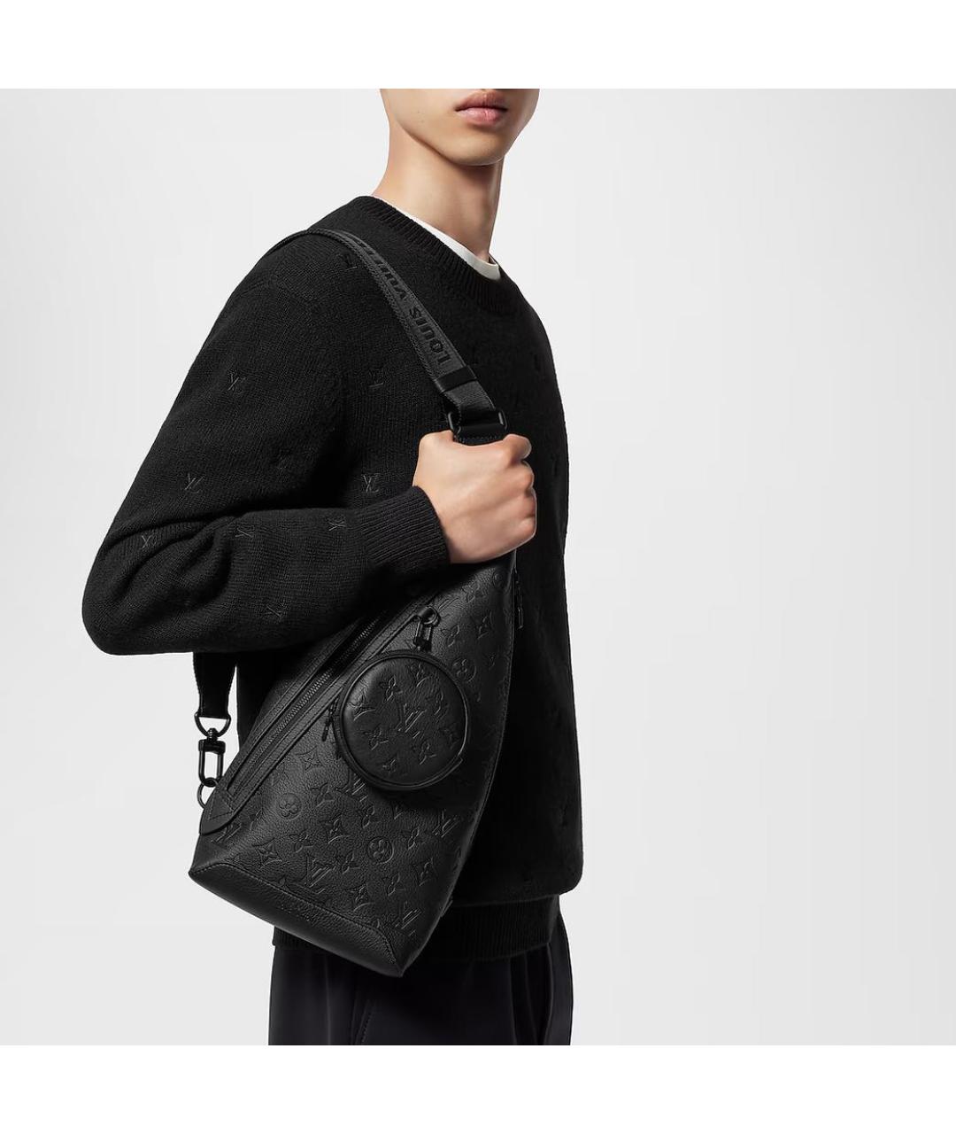 LOUIS VUITTON Черная кожаная сумка на плечо, фото 2