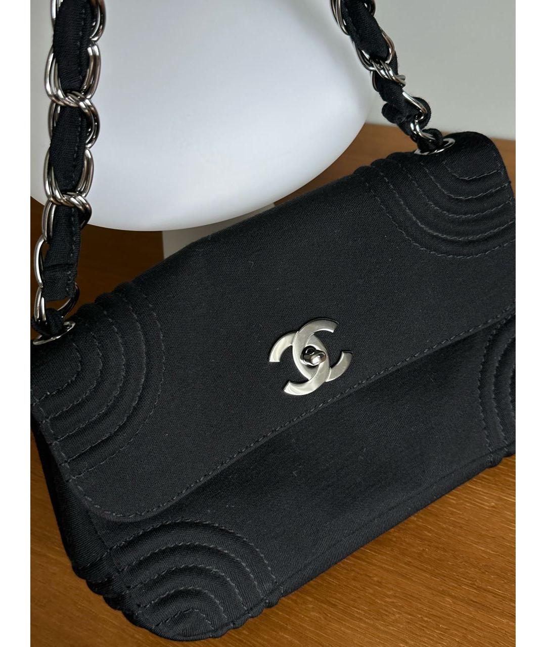 CHANEL Черная тканевая сумка с короткими ручками, фото 4