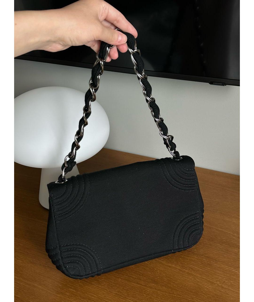 CHANEL Черная тканевая сумка с короткими ручками, фото 7