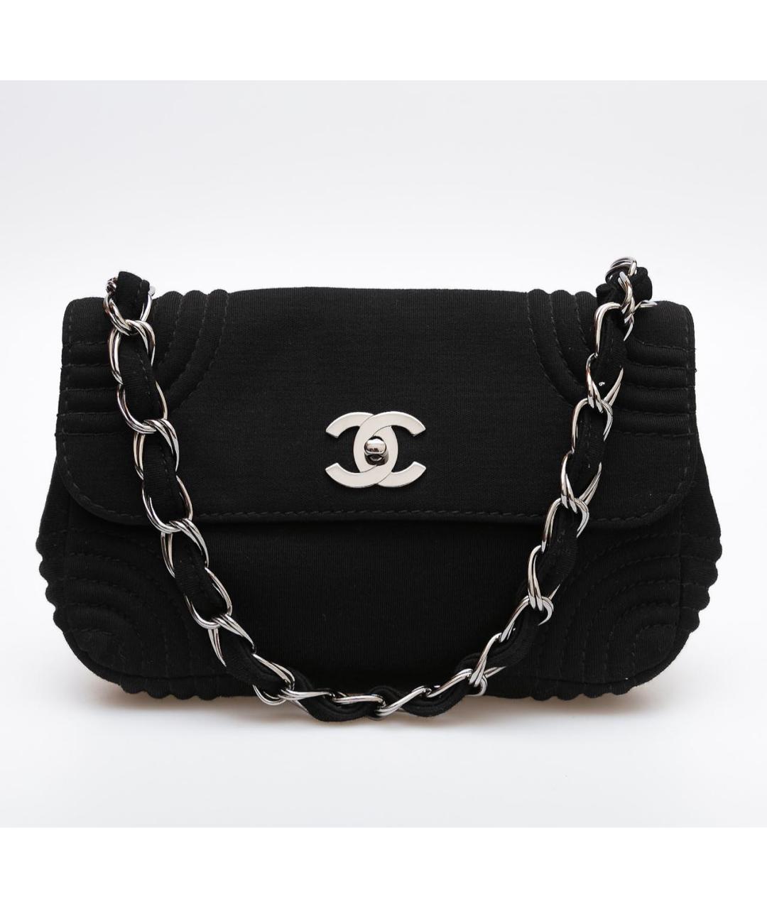 CHANEL Черная тканевая сумка с короткими ручками, фото 9