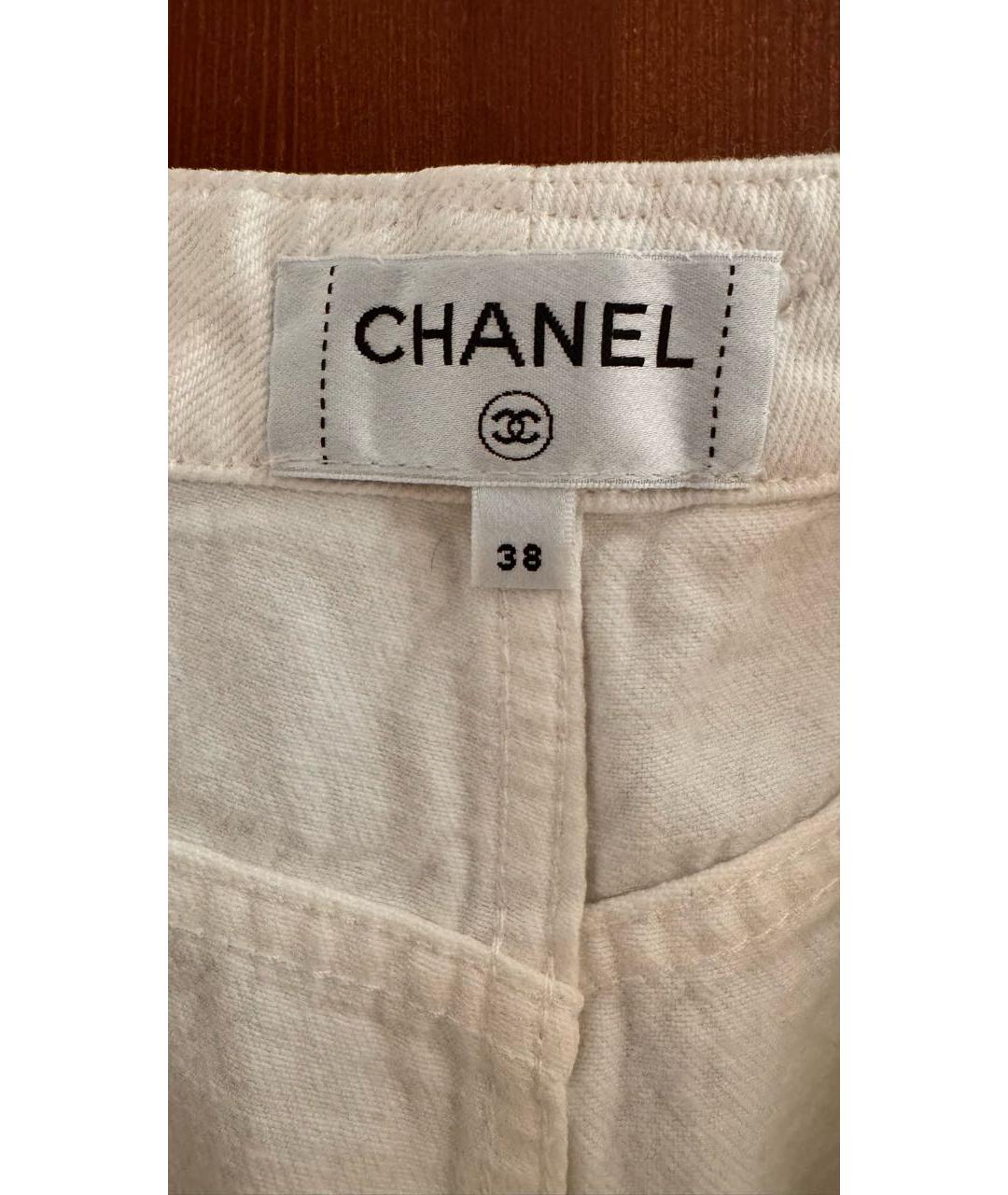CHANEL Белые хлопковые прямые джинсы, фото 6