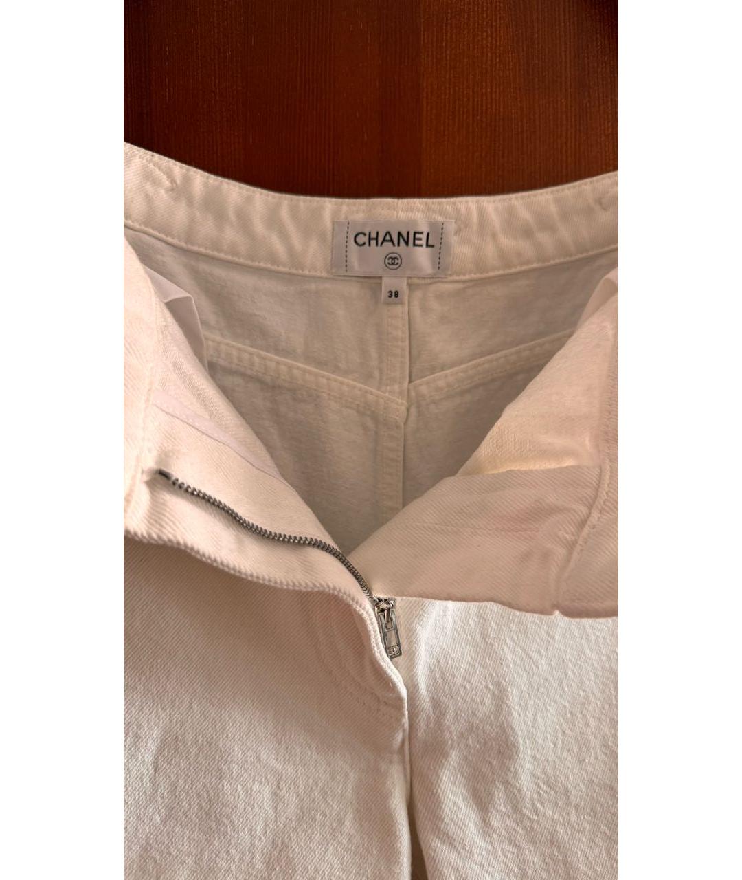 CHANEL Белые хлопковые прямые джинсы, фото 5